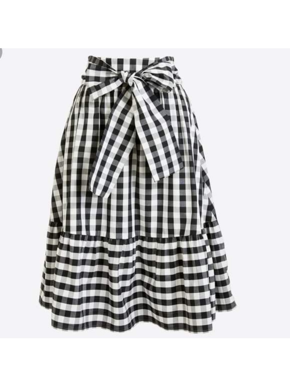 J Crew black and white gingham midi skirt